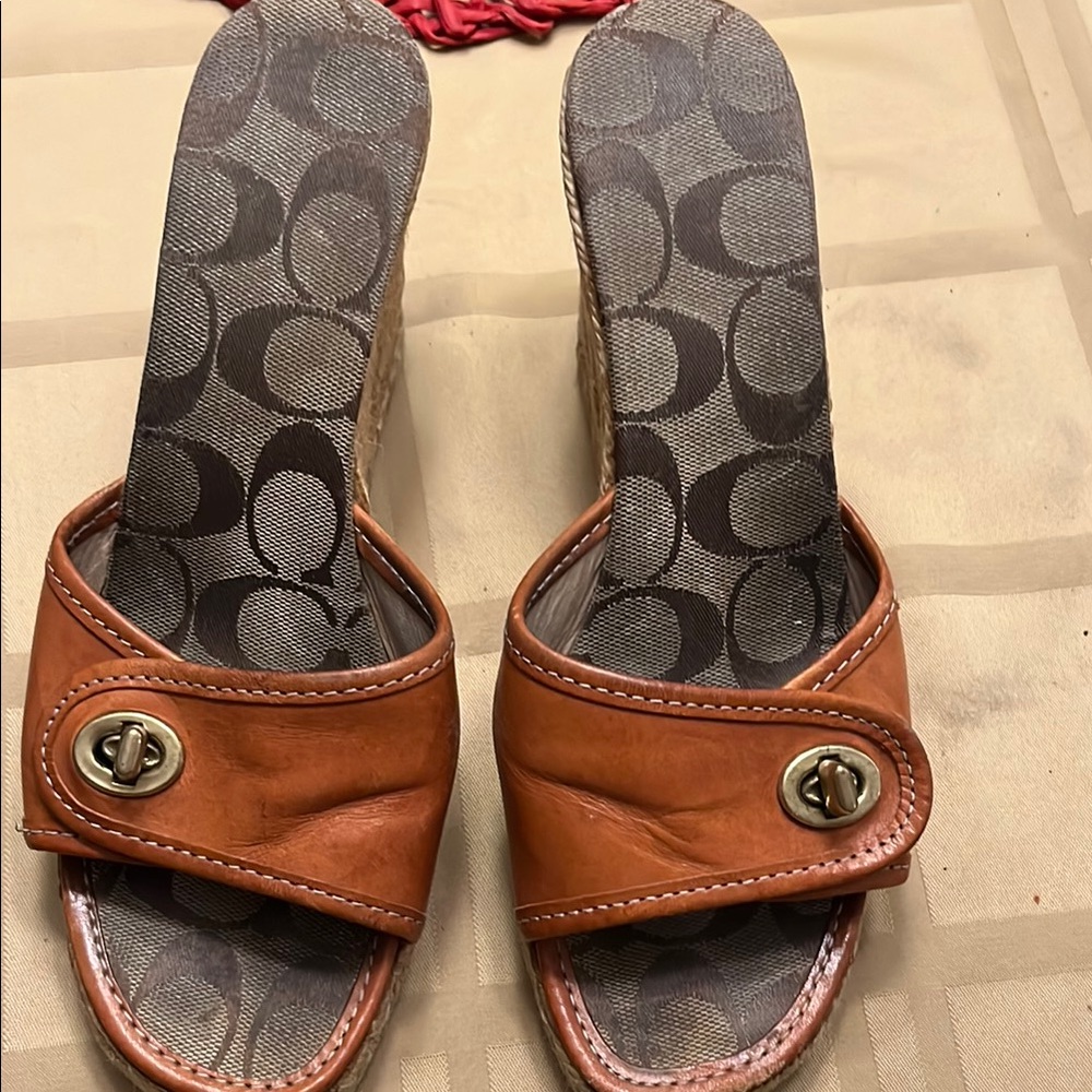 Coach Women's Brown Wedge Sandals